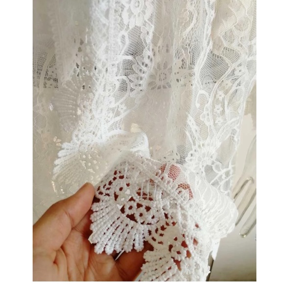 Bohemian White Lace Beach Cover up Bell Sleeve - Picture 11 of 13